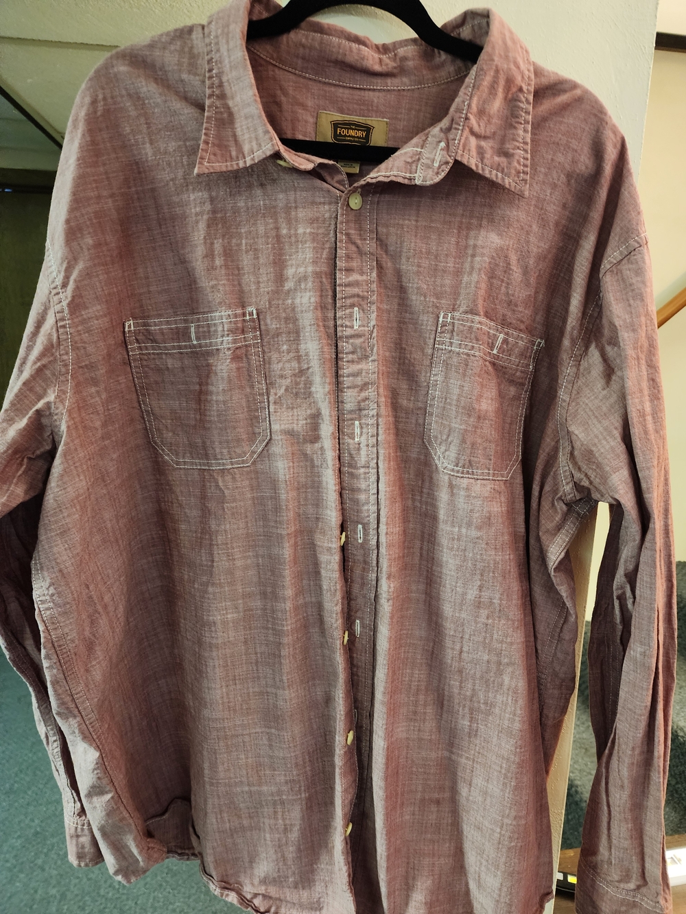 The Foundry Supply Co. Men's Long-Sleeve Washed Red Button-Up Shirt Jacket